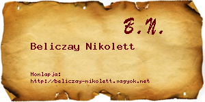 Beliczay Nikolett névjegykártya